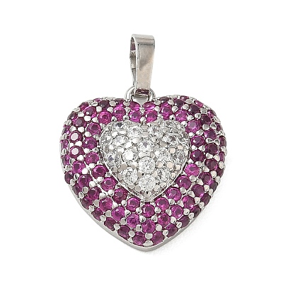 Brass Micro Pave Cubic Zirconia Pendants KK-CBA74BF-12P-02C-1