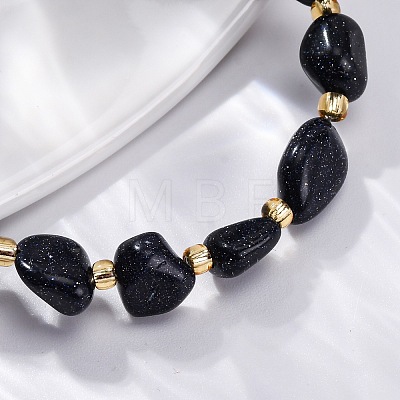 Synthetic Blue Goldstone Beaded Bracelets for Women G-P563-07P-13-1