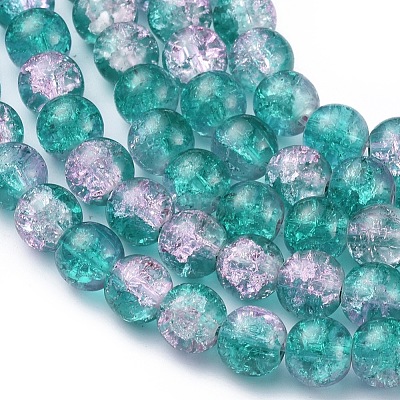 Crackle Glass Beads Strands X-CCG-Q002-8mm-06-1