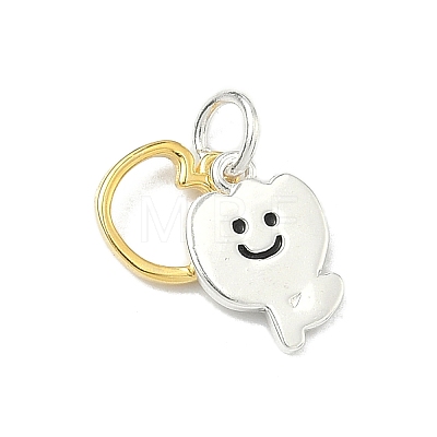 925 Sterling Silver Black Enamel Smiling Face Flower Charms STER-A051-02A-1