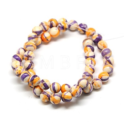 Dyed Round Synthetic Gemstone Ocean White Jade Beads Strands G-F085-10mm-04-1