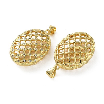 Brass Micro Pave Clear Cubic Zirconia Pendants KK-D221-19G-04-1