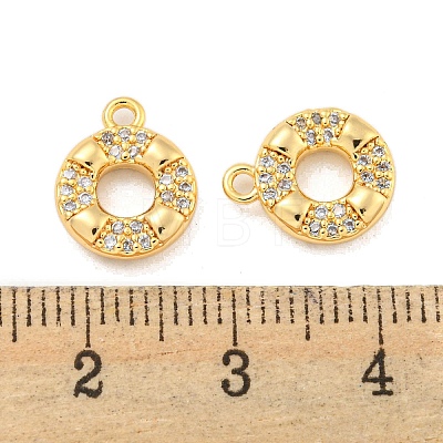 Brass Micro Pave Clear Cubic Zirconia Charms KK-G492-01G-1