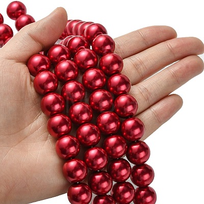 Eco-Friendly Glass Pearl Beads Strands HY-A008-14mm-RB084-1