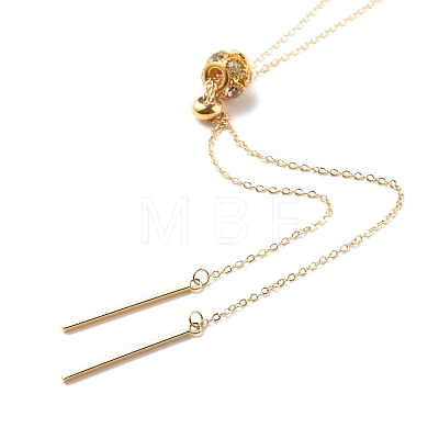 Crystal Rhinestone Rondelle Slider Pendant Necklace with Brass Cable Chains for Women NJEW-JN03816-1