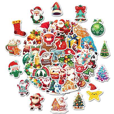 50Pcs Christmas Theme Cartoon Paper Stickers DIY-P085-05-1