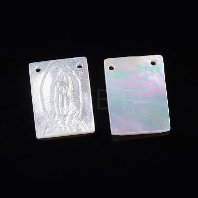 Natural White Shell Lady of Guadalupe Pendants SSHEL-D083-30-1
