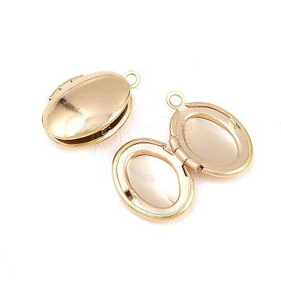 Oval Brass Locket Pendants KK-K414-12E-G-1