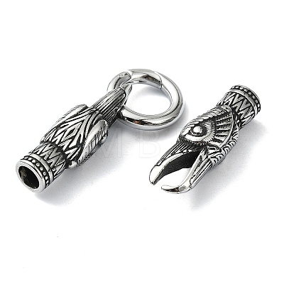Tibetan Style 304 Stainless Steel Spring Gate Rings FIND-Z046-04AS-03-1