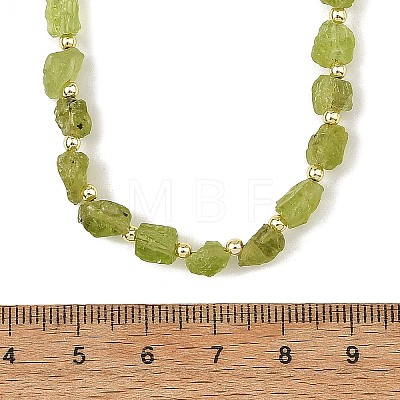 Raw Rough Natural Peridot & Electroplate Synthetic Non-magnetic Hematite Round Beaded Necklaces NJEW-JN06580-1