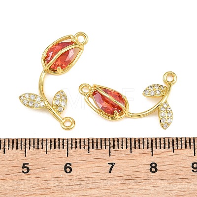 Rack Plating Brass Micro Pave Clear Cubic Zirconia Flower Connertor Charms KK-Z043-03G-1