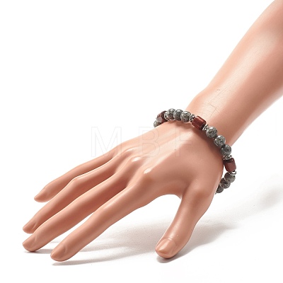 Natural Sesame Jasper Beaded Stretch Bracelet for Women or Men BJEW-JB07732-05-1