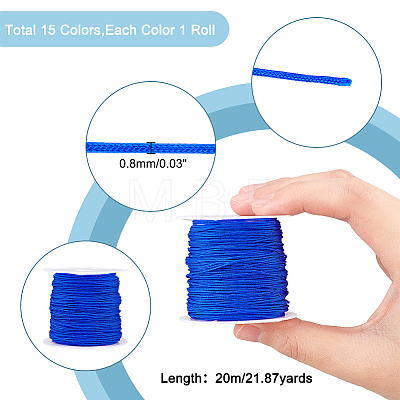   15 Rolls 15 Colors Nylon Chinese Knotting Cord NWIR-PH0002-04-1