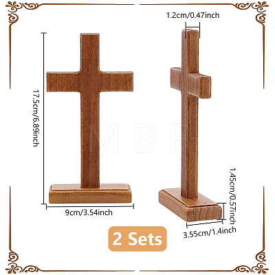 Easter Wood Cross Figurines Ornaments DJEW-WH0063-67B-1
