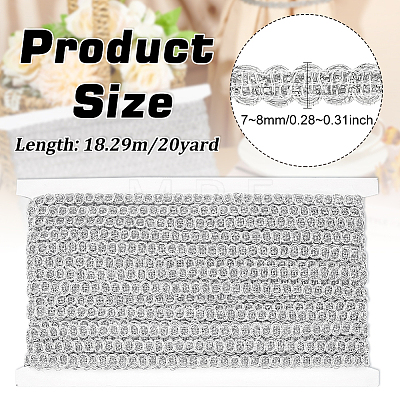 Polyester Braided Metallic Lace Trim SRIB-WH0011-180D-02-1