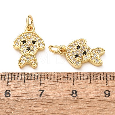 Brass Micro Pave Black Cubic Zirconia Charms CU-E003-18G-19-1