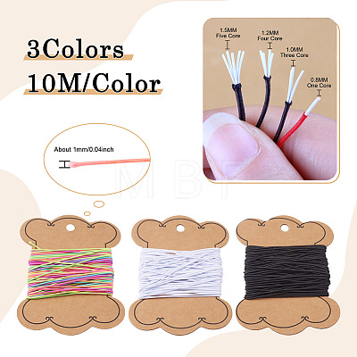 Craftdady 30M 3 Colors Round Polyester Elastic Cord EC-CD0001-01-1