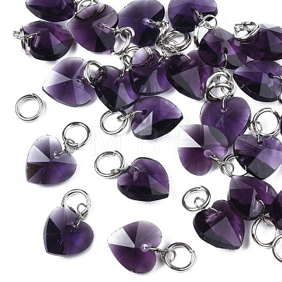 Faceted Transparent Glass Charms GLAA-T024-04-1