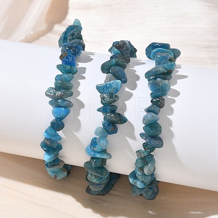 Natural Apatite Chip Beaded Stretch Bracelets for Women BJEW-D467-01B-1
