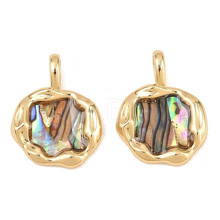Brass Natural Paua Shell Irregular Pendants KK-I453-01G-01-1