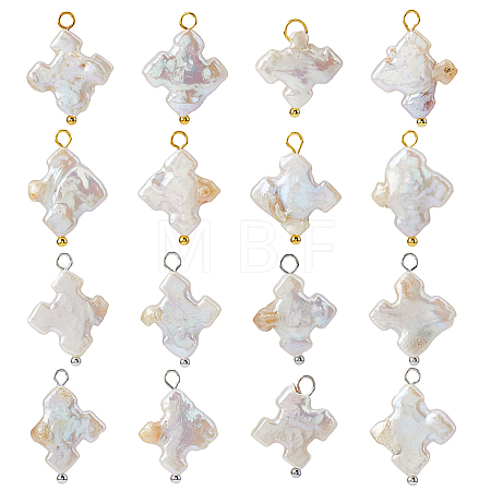 16Pcs 2 Styles Natural Baroque Pearl Pendants PALLOY-HS00047-1