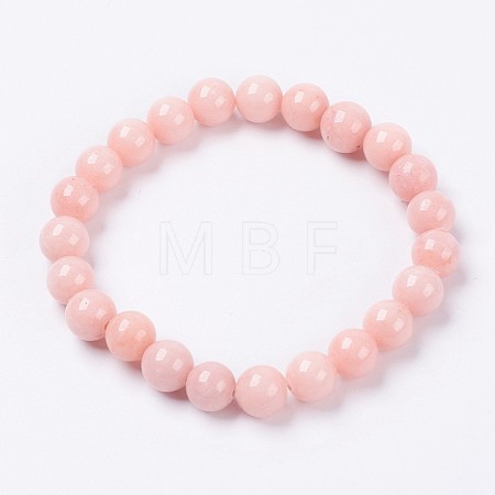 Natural Mashan Jade Beaded Stretch Bracelet BJEW-P207-08-8mm-1