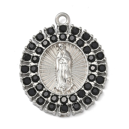 304 Stainless Steel & Rhinestone Pendants STAS-G371-09H-02P-1