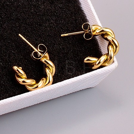 Twist C-Shaped 316L Surgical Stainless Steel Stud Earrings FS-WG8645D-02-1