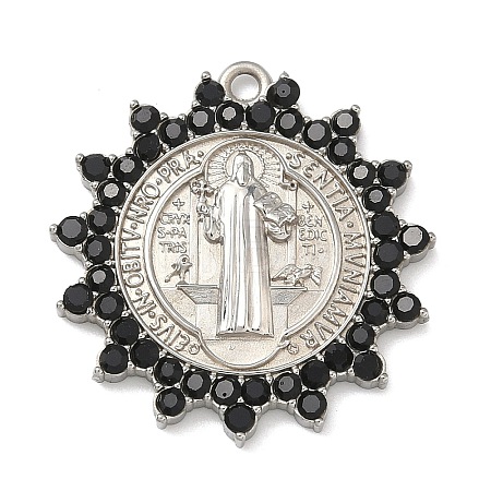 304 Stainless Steel & Rhinestone Pendants STAS-G371-09A-02P-1