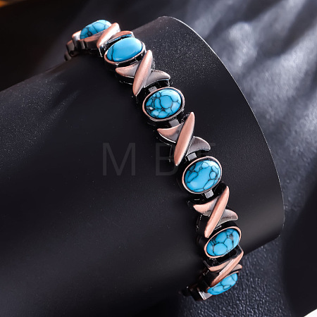 Zinc Alloy & Synthetic Turquoise  Link Chain Bracelets FS-WGDAAA9-03-1
