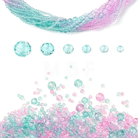 6 Styles Gradient Color Transparent Painted Glass Beads Strands DGLA-YW0001-28J-1