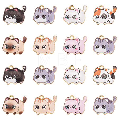 35Pcs 7 Styles Printed Alloy Pendants ENAM-CJ0005-24-1