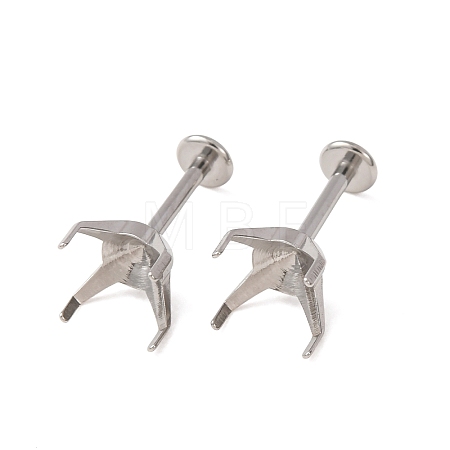 304 Stainless Steel Prong Earring Settings SA-CBA8B85-11E-02-1