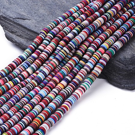 Flat Round Handmade Polymer Clay Beads CLAY-R067-8.0mm-M2-1