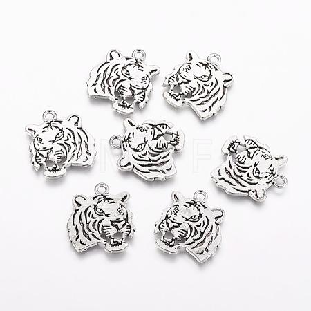 Tibetan Style Alloy Tiger Pendants TIBEP-Q043-298-RS-1