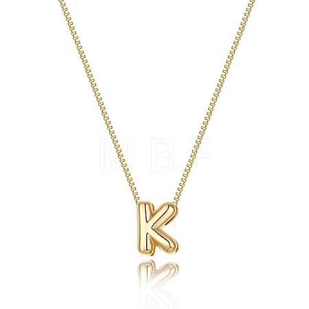 Brass Initial Pendant Box Chain Necklaces for Women FS-WG5C822-11-1