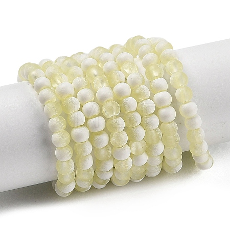 Frosted Crackle Glass Beads Strands GLAA-U001-4mm-M11-1