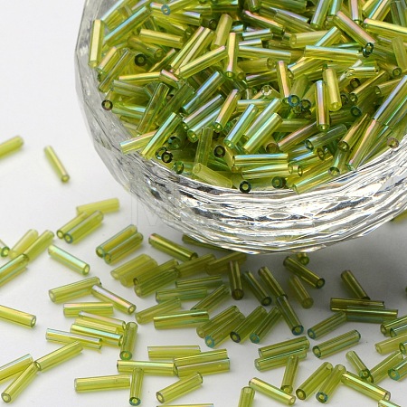Transparent Colours Rainbow Glass Bugle Beads TSDB6MM164-1