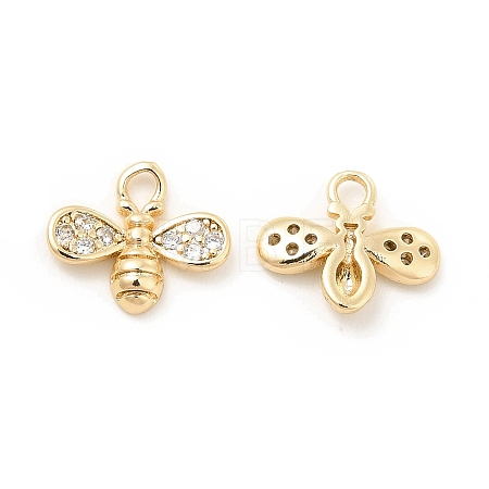 Brass Micro Pave Clear Cubic Zirconia Charms KK-G447-07G-1