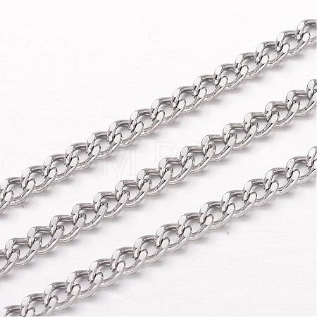 Tarnish Resistant 304 Stainless Steel Curb Chains CHS-K004-01P-0.8mm-1