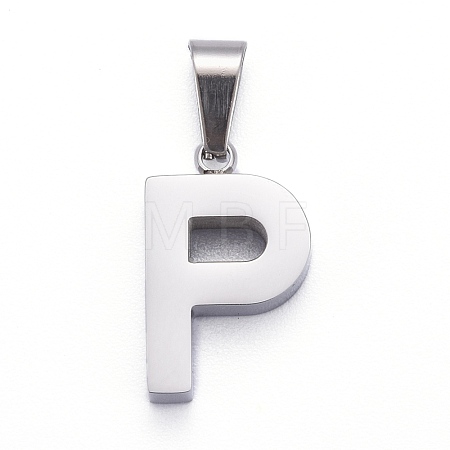 Non-Tarnish 304 Stainless Steel Letter Pendants X-STAS-H127-P-P-1