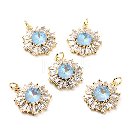 Brass Micro Pave Cubic Zirconia Pendants ZIRC-O044-21B-G-1
