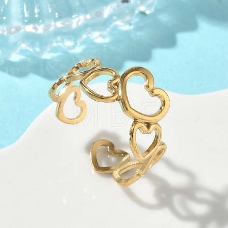 304 Stainless Steel Cuff Open Rings for Women RJEW-L341-01A-G-1