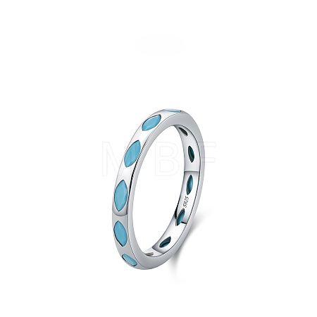 925 Sterling Silver Synthetic Turquoise Finger Rings FS-WGC9F63-12-1