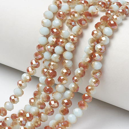 Electroplate Opaque Solid Color Glass Beads Strands EGLA-A034-P6mm-J01-1