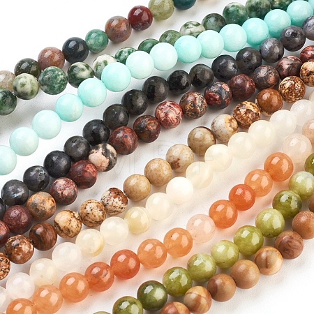 Mixed Gemstone Beads Strands M-GSR6MM-1