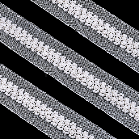 2Yards Netting Fabric Beaded Trim Ribbon OCOR-ME0001-64B-01-1
