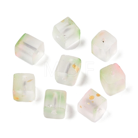 Frosted Glass Beads with Golden Glitter Powder DGLA-NH001-8mm-01E-1