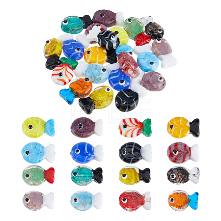 20Pcs 2 Styles Handmade Gold Sand Lampwork Beads & Lampwork Beads LAMP-DC0001-31-1