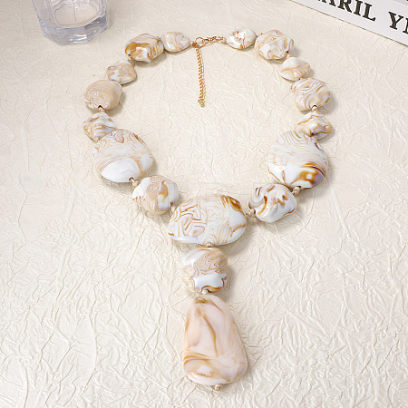 Exaggerated Resin Nuggets Pendant Beaded Necklaces for Women WG13923-01-1